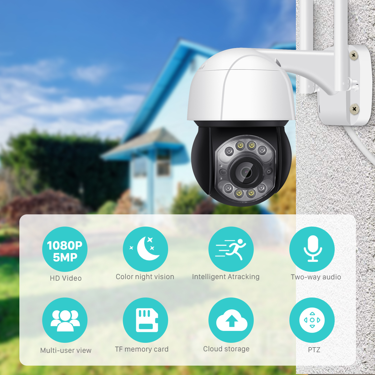 Security Camera Outdoor Waterproof Color Night Vision Motion Detection ...
