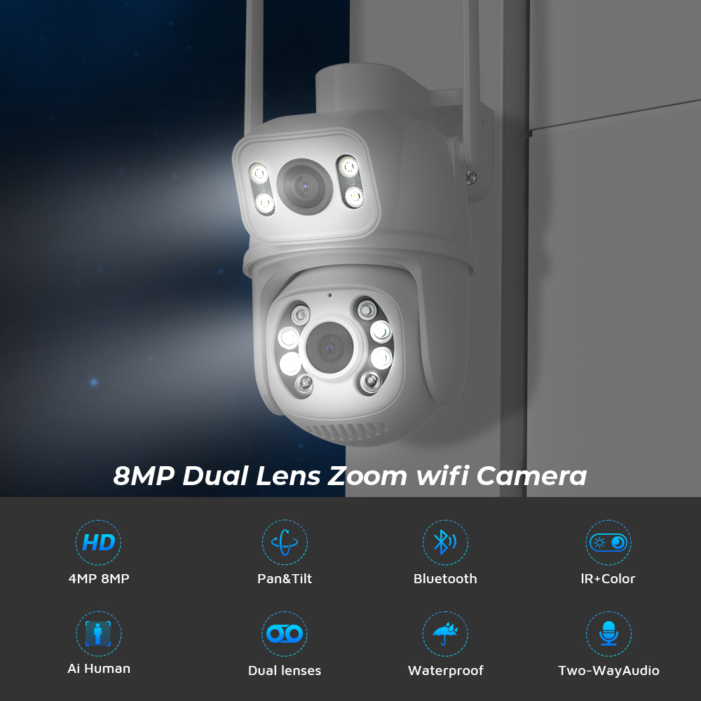 BESDER Full HD 6MP Wifi Bluetooth PTZ Camera AI Human Detection Outdoor ...